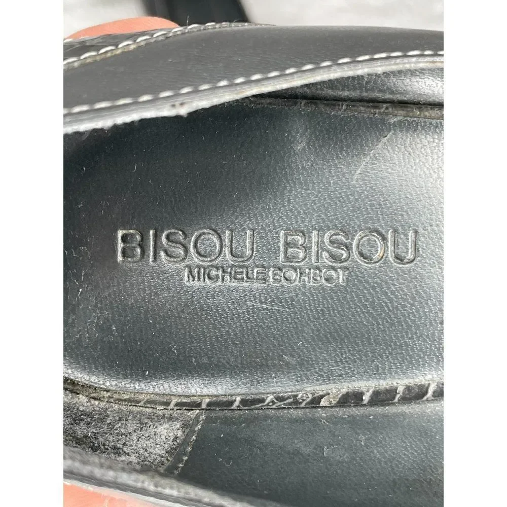 Bisou Bisou Michele Bohbot Gray & Green Suede Peep Toe Heels Size 6